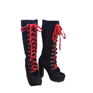 Faux leather high heal boots size 5 1/2